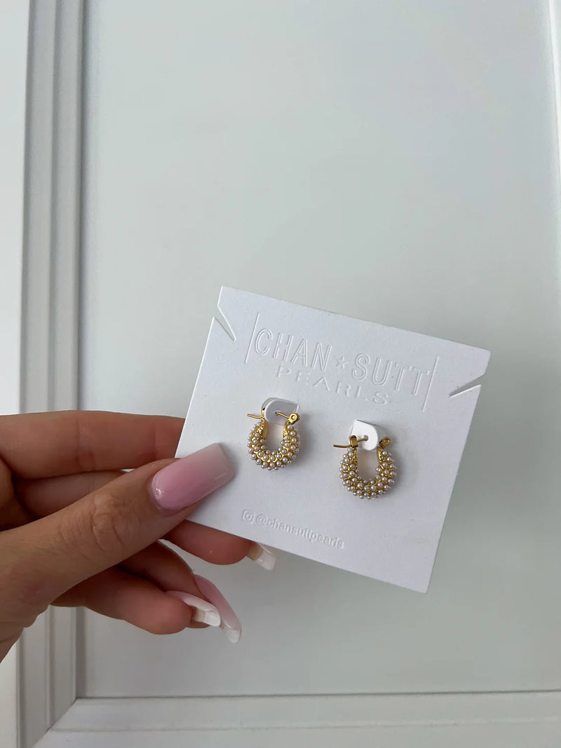 Dainty Pearl Hoops