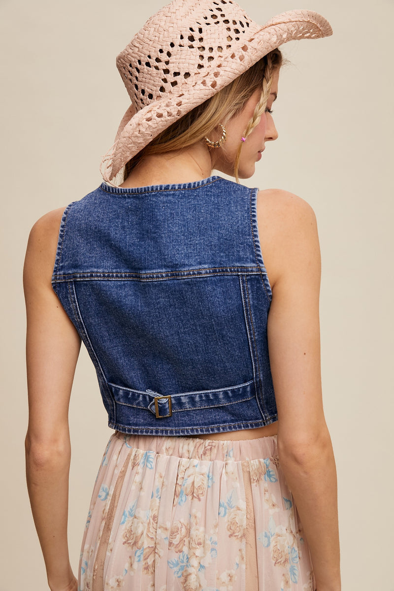 Vintage-inspired Denim Vest (S-XL)