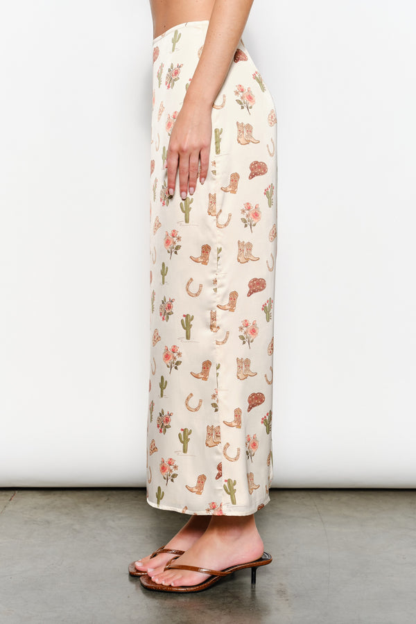Cowboy Print Maxi Skirt