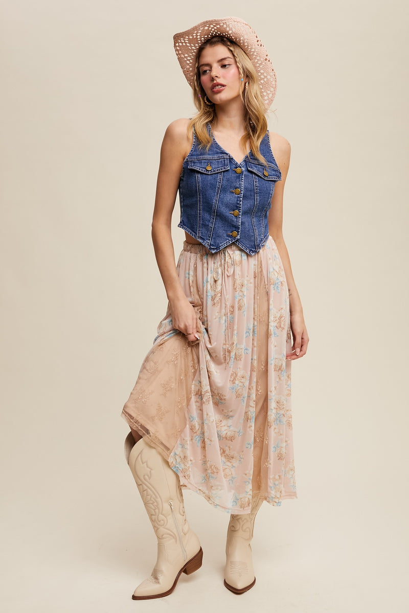 Vintage-inspired Denim Vest (S-XL)