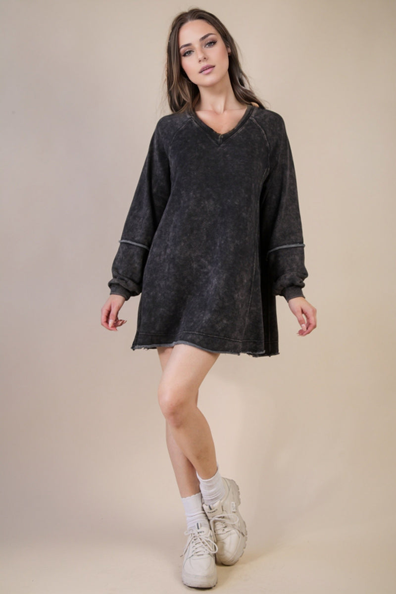 Mineral Washed Oversized A-line Mini Dress