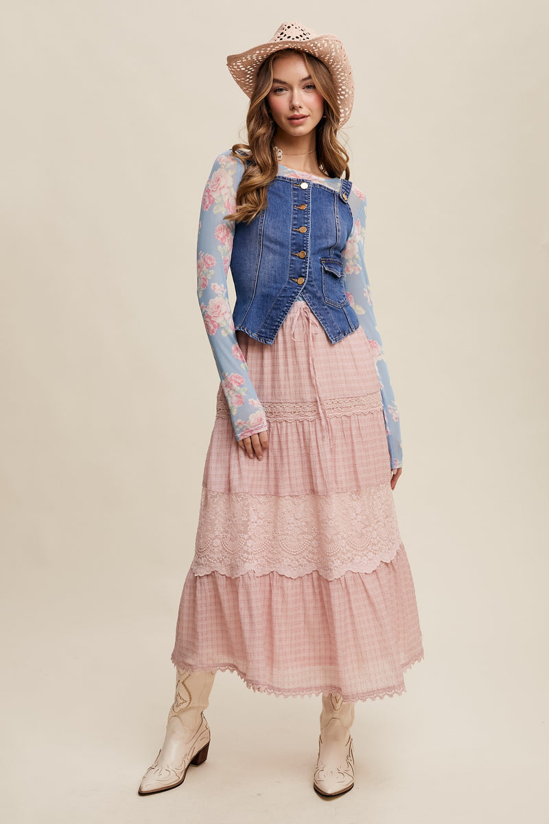 Denim Button-up Corset Vest