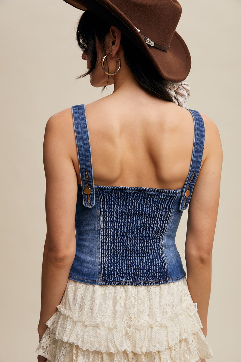 Denim Button-up Corset Vest