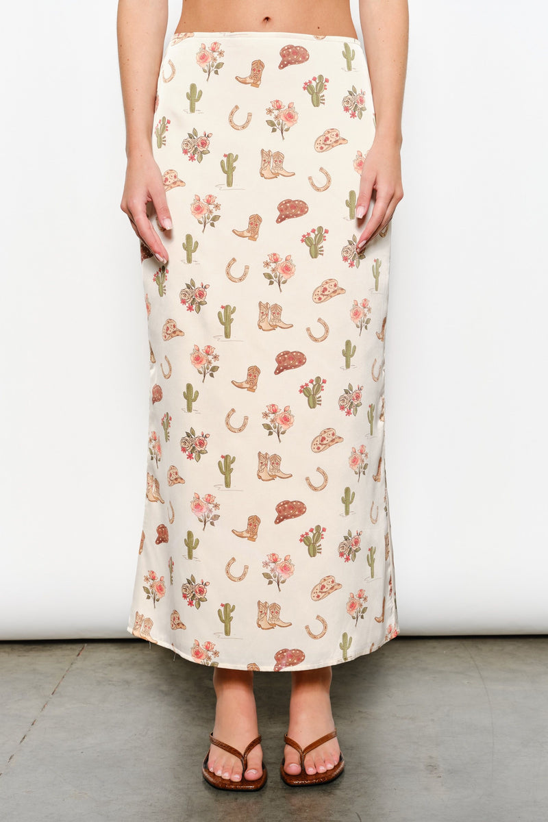 Cowboy Print Maxi Skirt