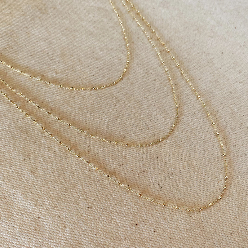 18k Gold Filled 1mm Spaced Beaded Chain (Available sizes: 14, 16, 18 and 20 inches)