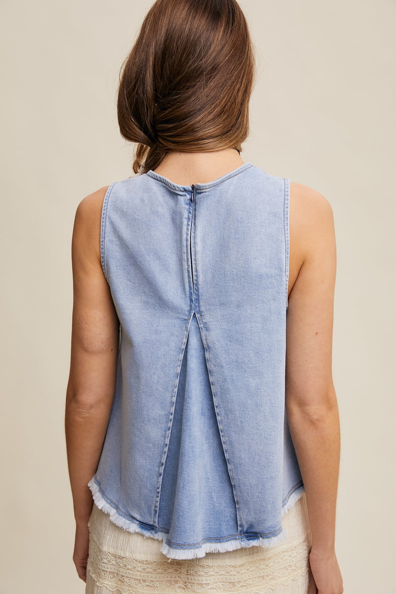 RESTOCK - Denim Flare Peplum Top in Light Wash