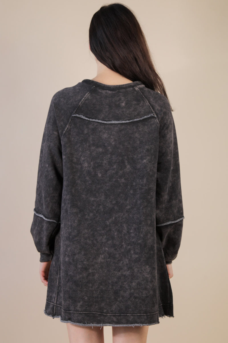 Mineral Washed Oversized A-line Mini Dress