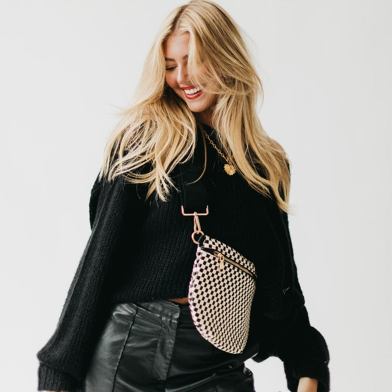 WESTLYN WOVEN BUM BAG - Checkered Black (Pretty Simple Bags)