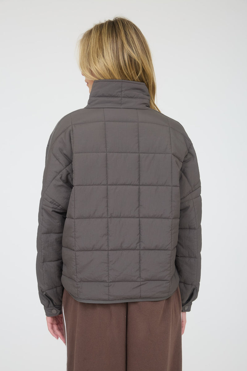 Quilted Square Zip-up Puffer Jacket