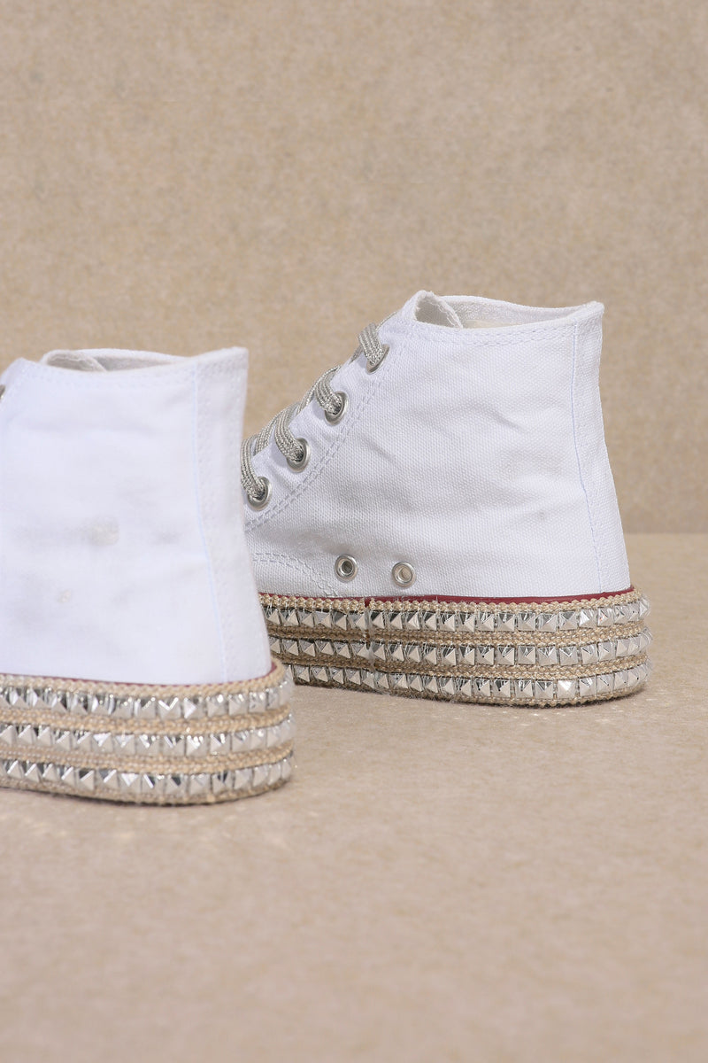 Chantel High Top Studded Sneaker - White