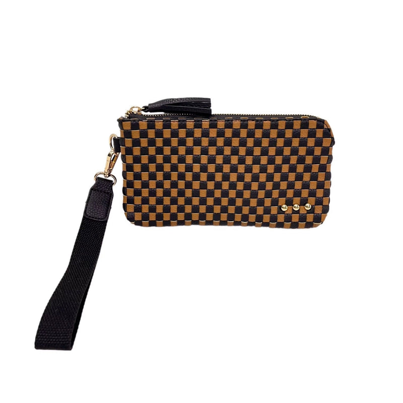 EMMA WOVEN CLUTCH WRISTLET - Checkered Coffee (Pretty Simple Bags)
