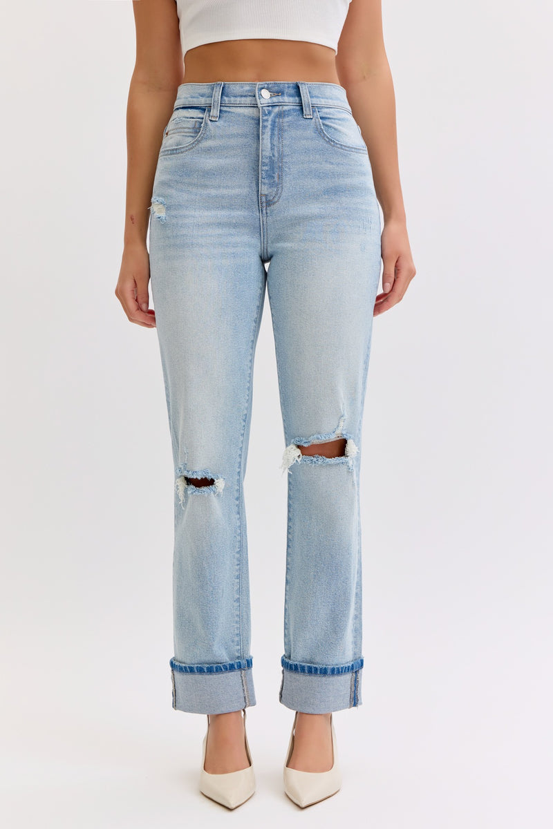 High Rise Straight With Cuff - Cello Brand