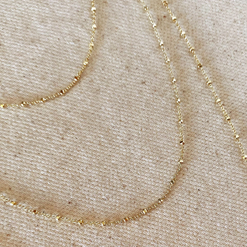 18k Gold Filled 1mm Spaced Beaded Chain (Available sizes: 14, 16, 18 and 20 inches)