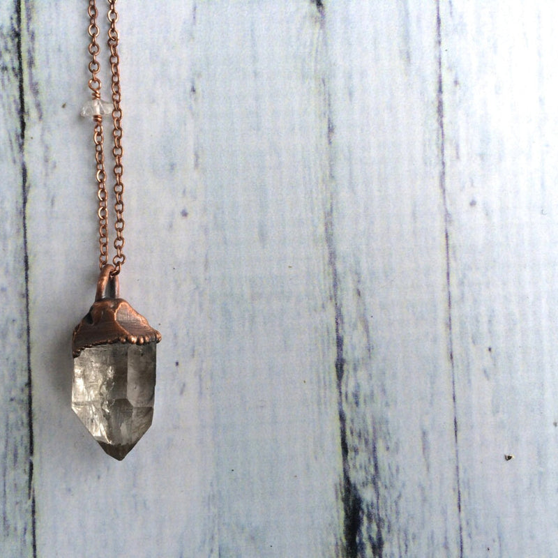 30" Large Quartz Electroformed Crystal Necklace - by HAWKHOUSE