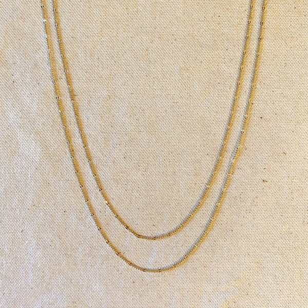 18k Gold Filled Beaten Figaro Chain (Available sizes: 18 and 20 inches)