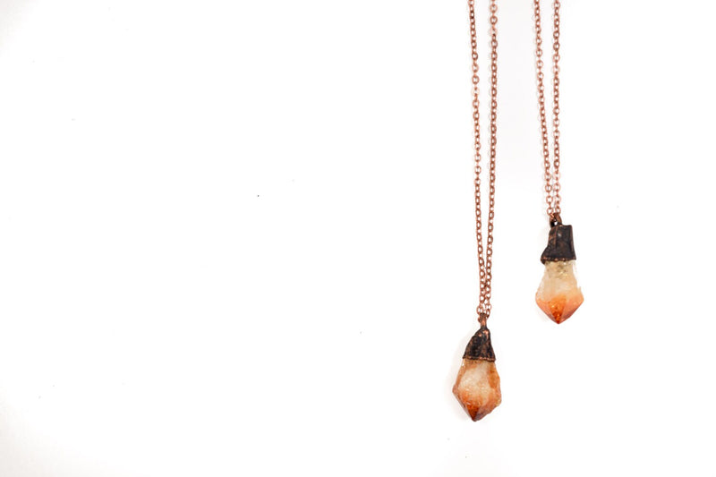 18" Copper Electroformed Citrine Necklace - by HAWKHOUSE
