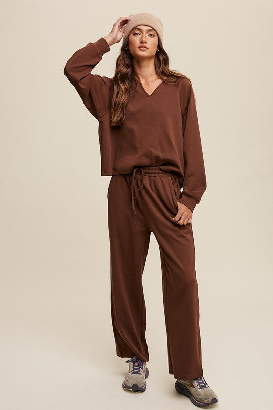 V-neck Sweatshirt and Pants set (Top Only)