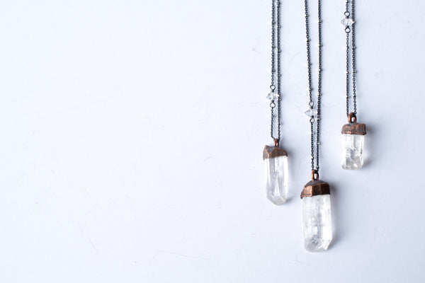 Danburite Sterling Silver Electroformed Necklace - by HAWKHOUSE