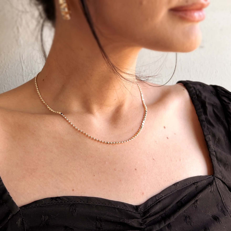 18k Gold Filled 2mm Flat Ball Chain Necklace (Available sizes: 16, 18, 20, and 22 inches)