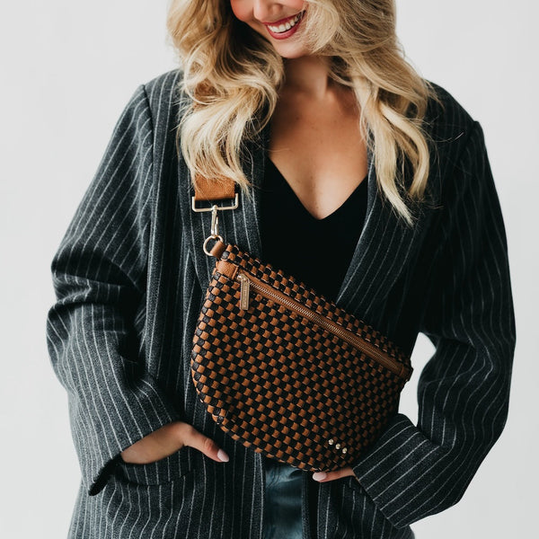 WESTLYN WOVEN BUM BAG - Checkered Coffee (Pretty Simple Bags)
