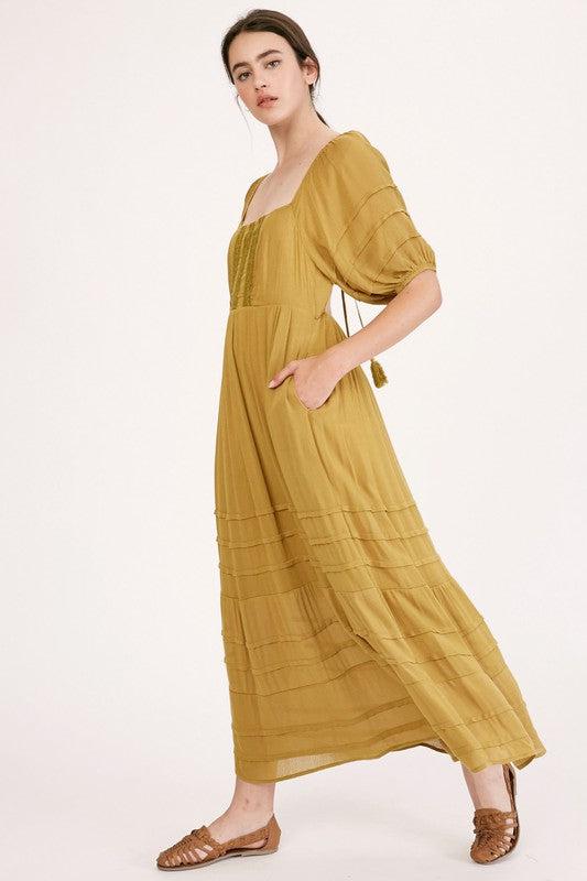 Always Yours Maxi Dress in Mustard Green