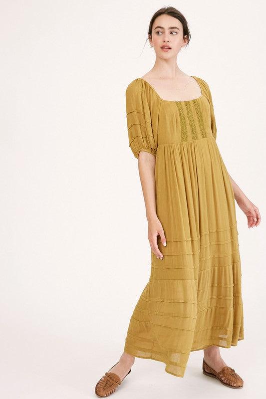 Always Yours Maxi Dress in Mustard Green