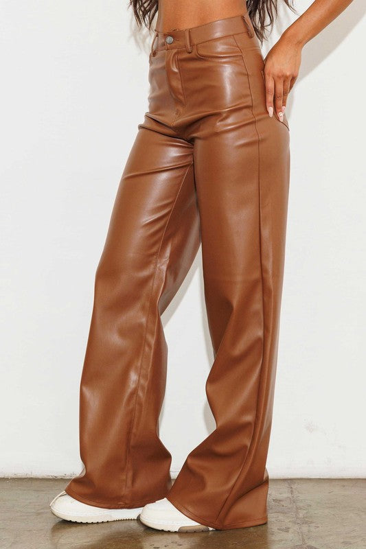 Vibrant MIU Faux Leather Skinny Jeans Cognac – Victoria's Attic
