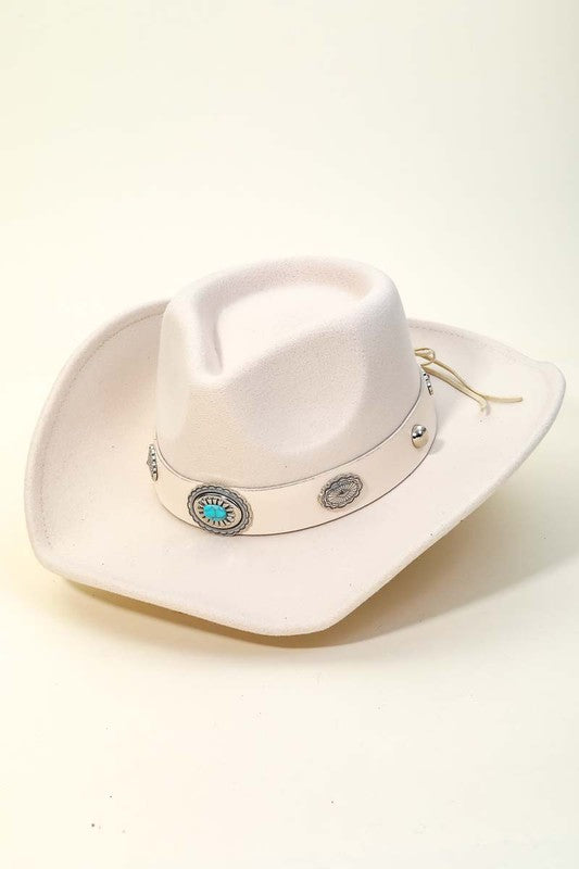 Turquoise Faux Leather Band Hat