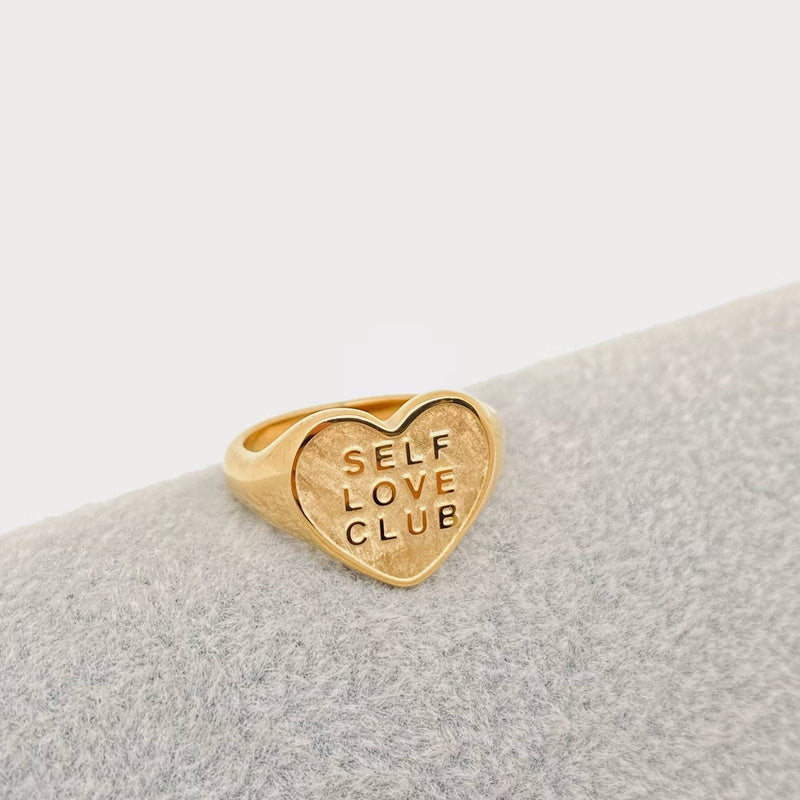 "SELF LOVE CLUB" Heart Shaped 18K Gold Plated Rings