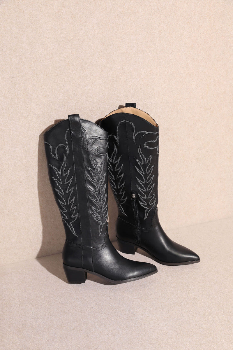 Embroidered Tall Boot in Black | "Inlay" by Miracle Miles (Miim)
