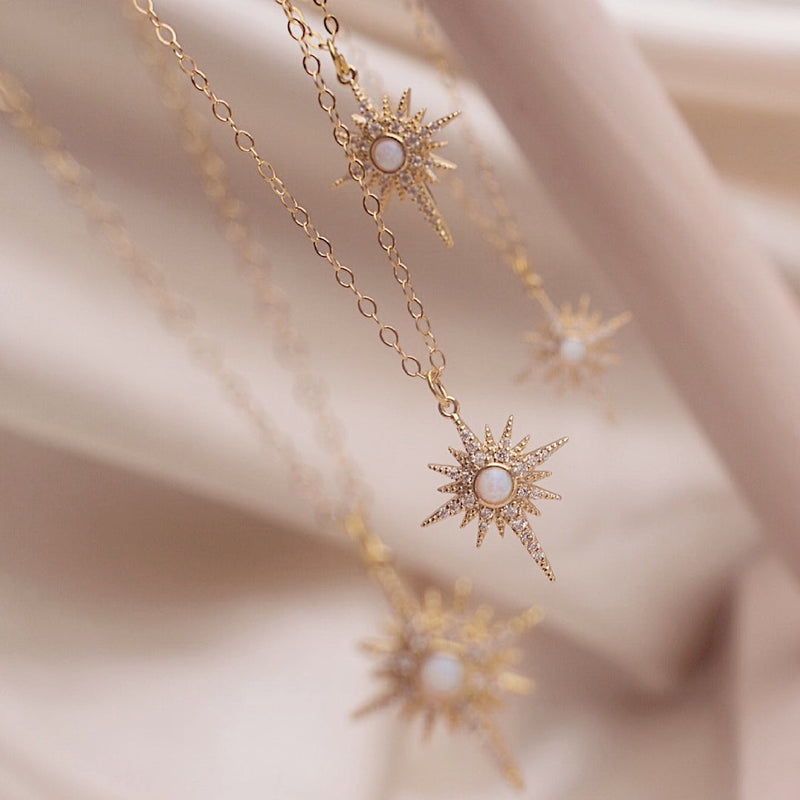 Lyra Opal Star Necklace - Gold Filled