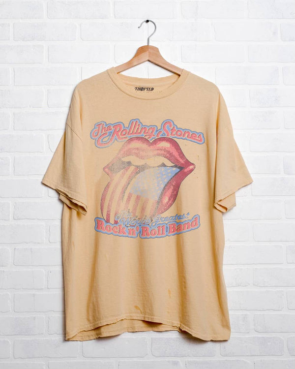 Rollings Stones World's Greatest Band Yellow Thrifted Tee