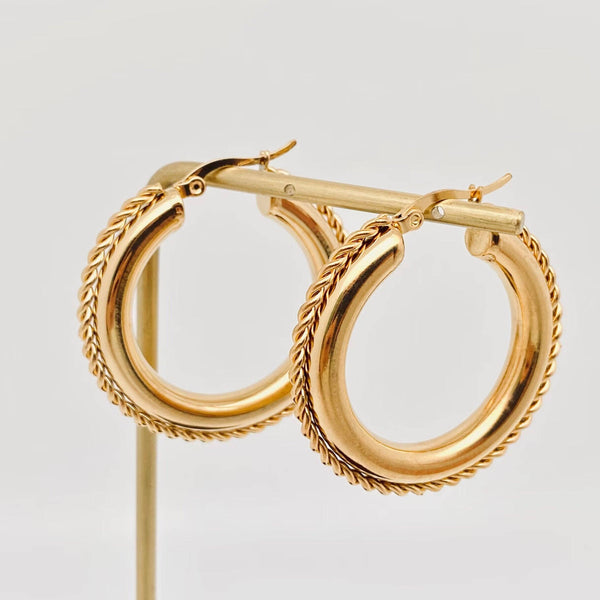 Gold Plated Stainless Steel Hollow Ring Hoop Earrings