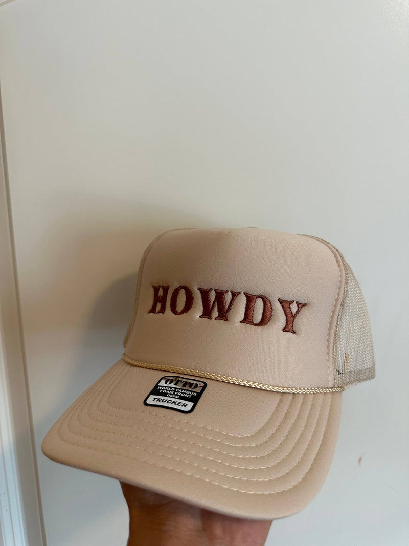 Howdy Hat: Tan Trucker Hat
