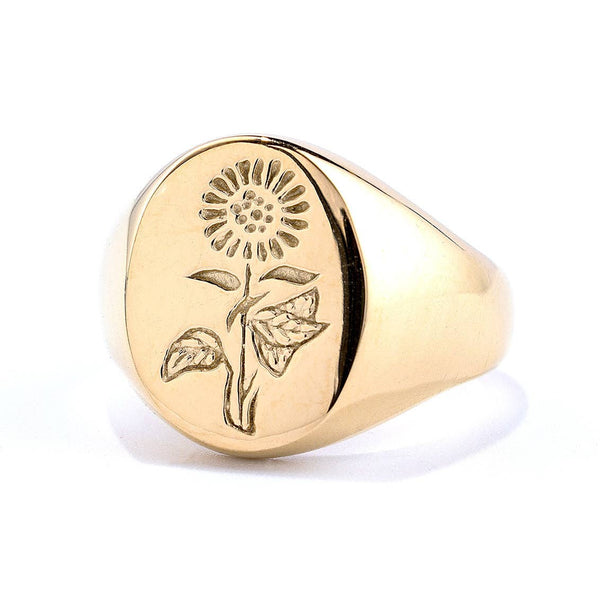 Glossed Surface Stainless Steel Sunflower Ring