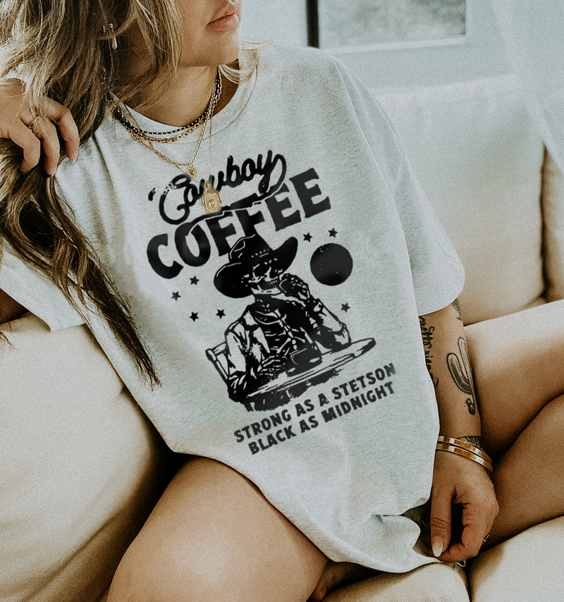 Cowboy Coffee Western Inspired Aesthetic Graphic T-Shirt (S-2XL)