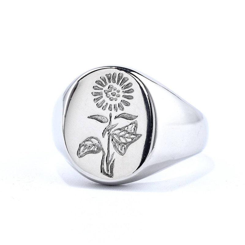 Glossed Surface Stainless Steel Sunflower Ring: 8 / Steel color