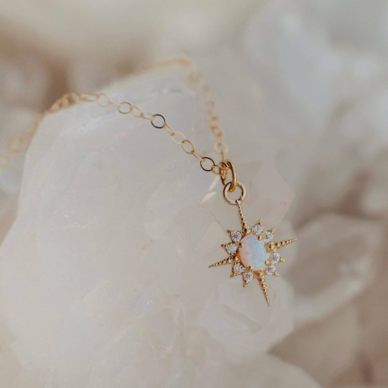 North Opal Pendant Necklace - Gold Filled