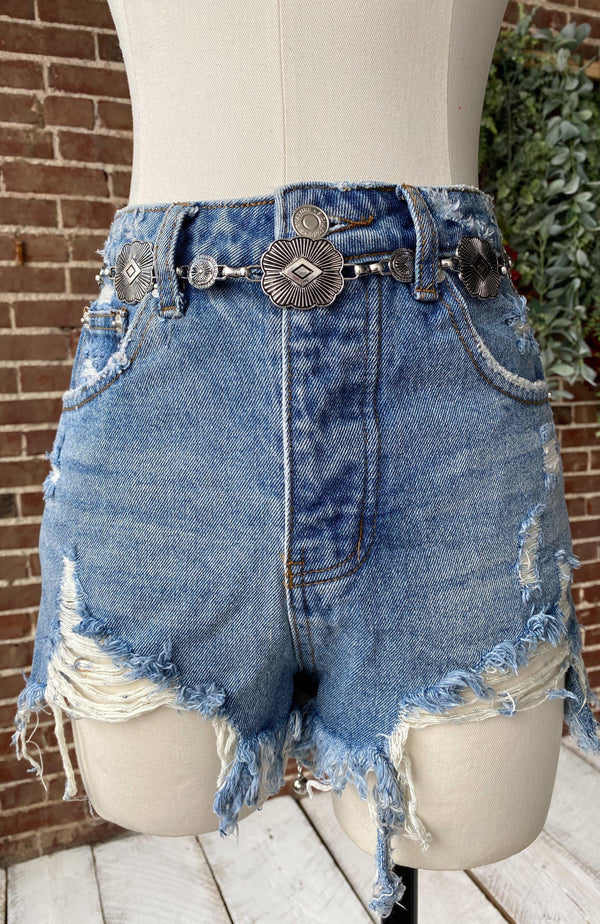 Final Sale - To The Moon High Waisted Denim Shorts (Light Wash)