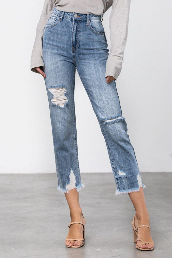 Good Karma Cropped Denim "Mom" Jeans