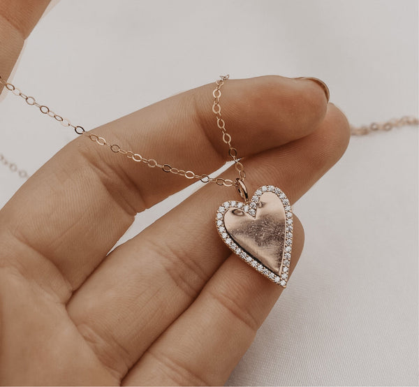 CZ Heart Necklace - Gold Filled